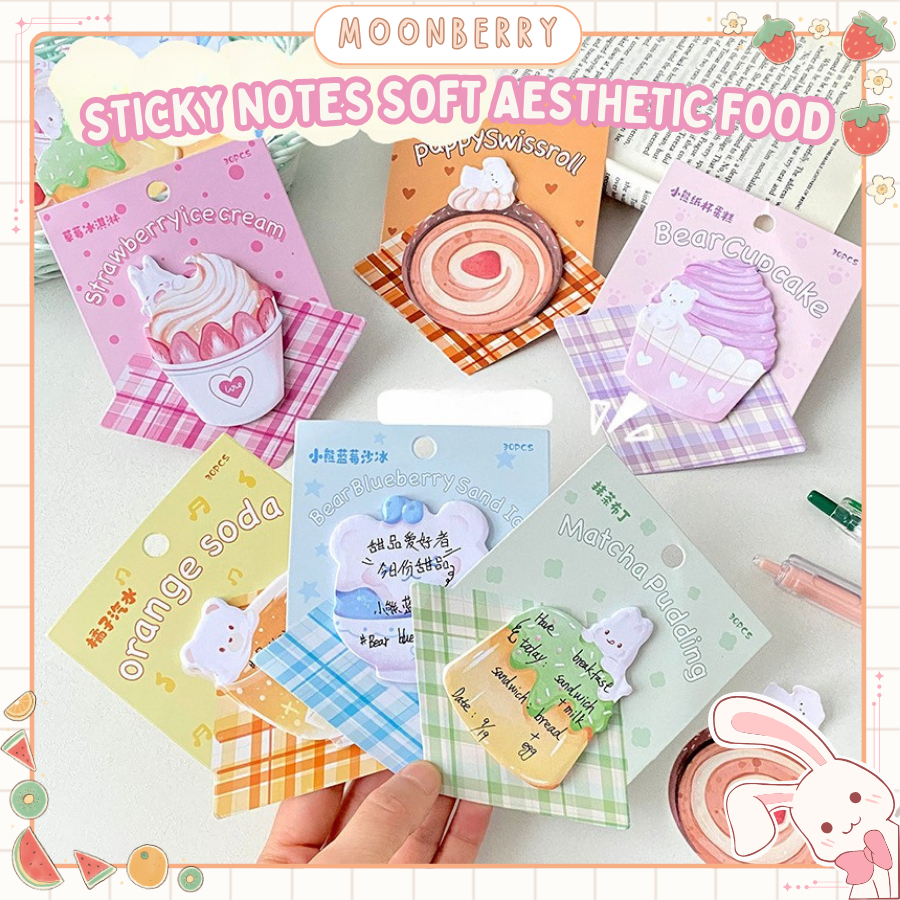 

Sticky Notes Motif Dessert Aesthetic Isi 30 Lembar Catatan Tempelan Kertas Post It Kawaii