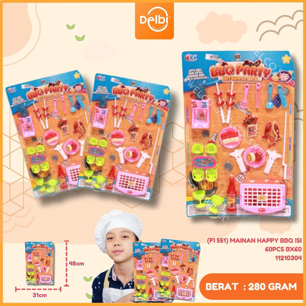 FI.551 MAINAN BBQ PARTY B/O MAINAN BBQ BATERAI MAINAN PEMANGGANG BBQ MAINAN HAPPY BBQ (FI 551)