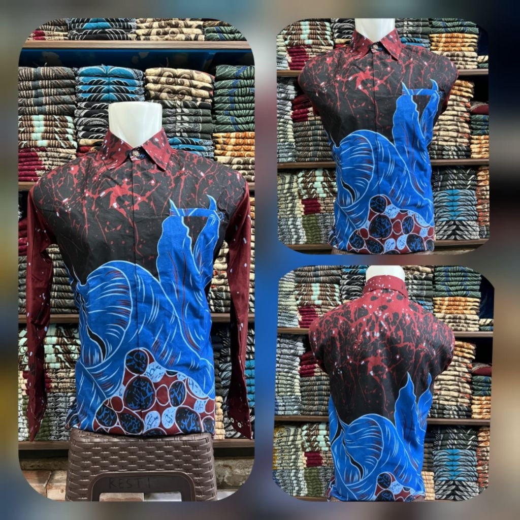Kemeja Batik Pria Biru Hitam