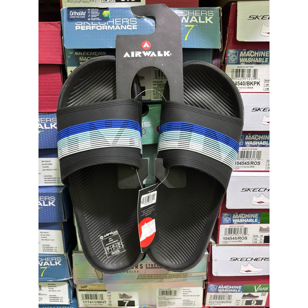 SANDAL SLIDE DIADORA AIRWALK MEN PRIA ORIGINAL HITAM PUTIH ABU