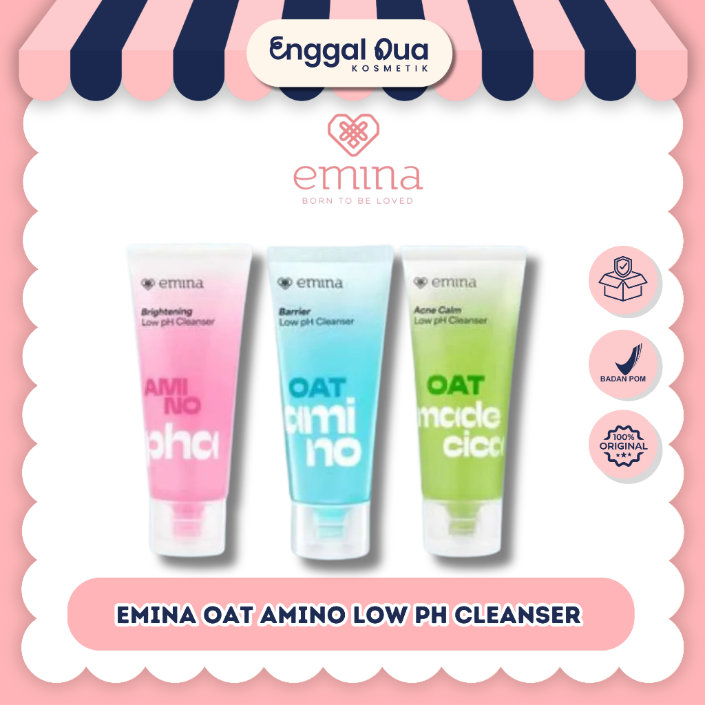 Emina Oat Amino Ceramide Barrier Low pH Gel Cleanser 70ml - Facial Wash Skincare Sabun Muka Cerah Gl