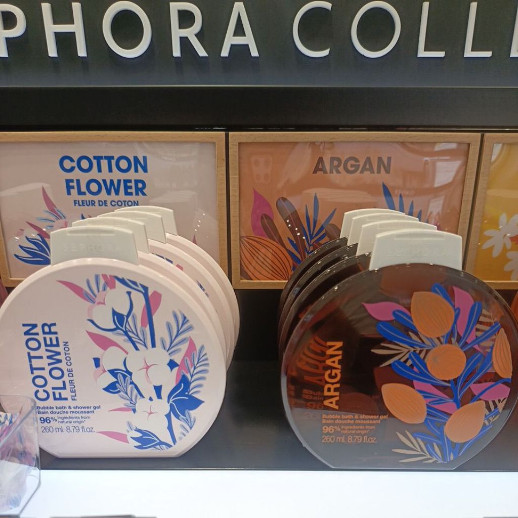 Sephora Bubble Bath & Shower Gel Sabun Pembersih Badan Tubuh 260ml Original Monoi Argan Cotton Flowe