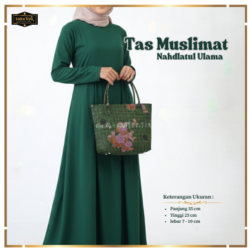 Muslimat Nu Tas Wanita Jinjing Resleting Tas Motif Muslimat LOGO Nu Tote bag Kipas Lipat Set by Svj