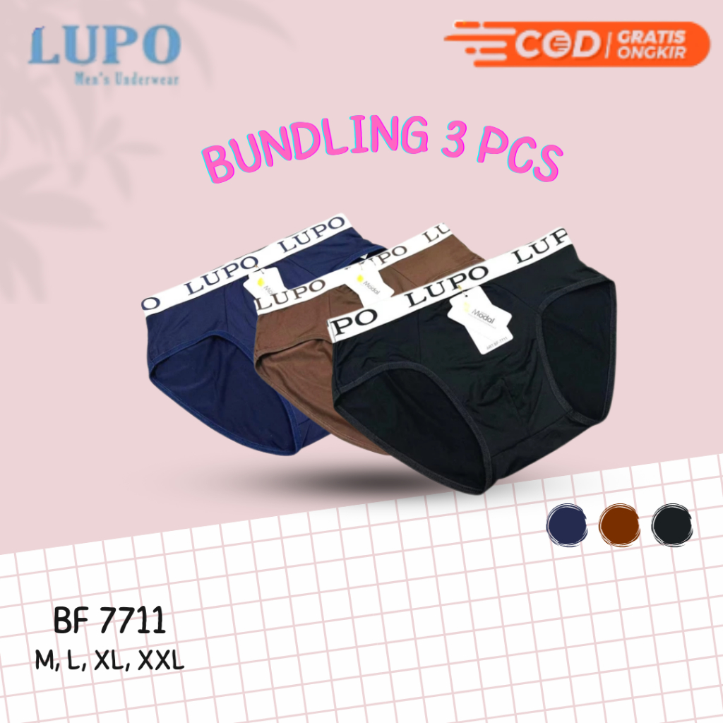 (3pcs) Lupo Art BF7711 Celana Dalam Pria Lupo CD Murah Underwear Model Terbaru