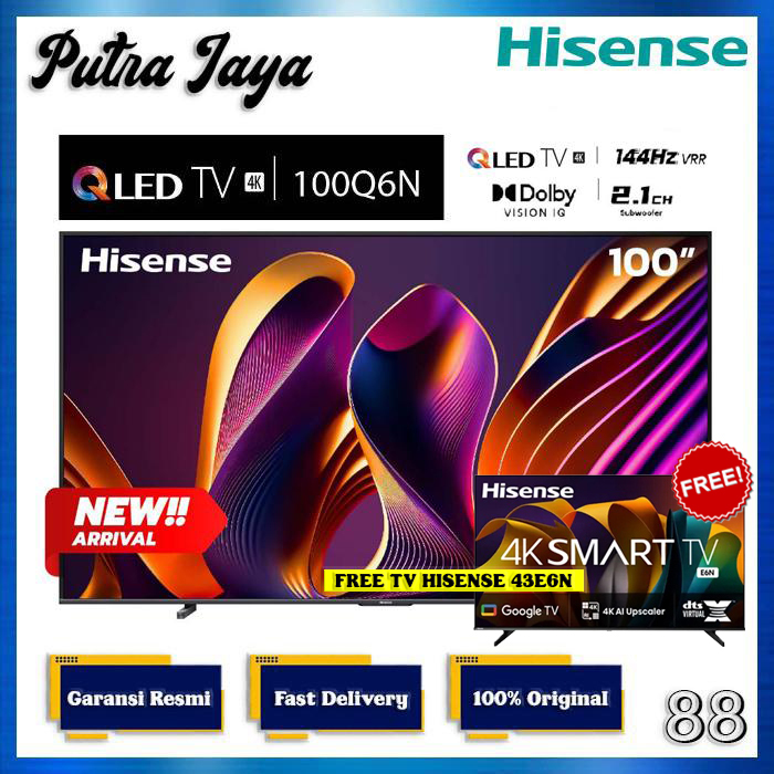 Hisense 100Q6N Smart Google TV Quantum Dot QLED 4K UltraHD 100 inch Q6N 100Q6 Dolby Vision Atmos