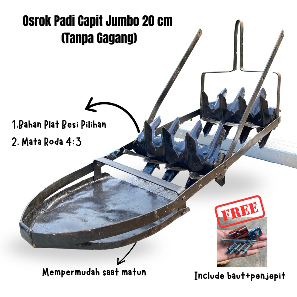 Alat Osrok Padi Jumbo 20 cm (Tanpa Gagang) Gosrok Pembasmi Gulma Sawah Odrok Penyiang Rumput Liar Ba