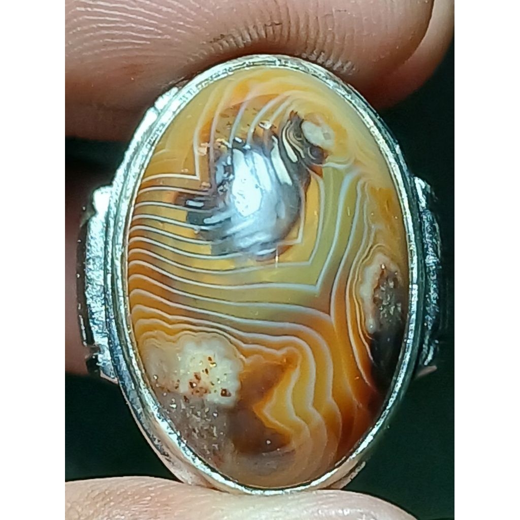 Batu akik sulaiman motif junder+kantong semar