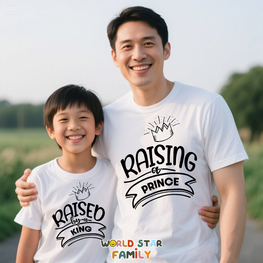 WSF Kaos Keluarga Couple Raised By a King  Baju Hari Ayah Terbaru Bahan Premium Baju Couple Keluarga