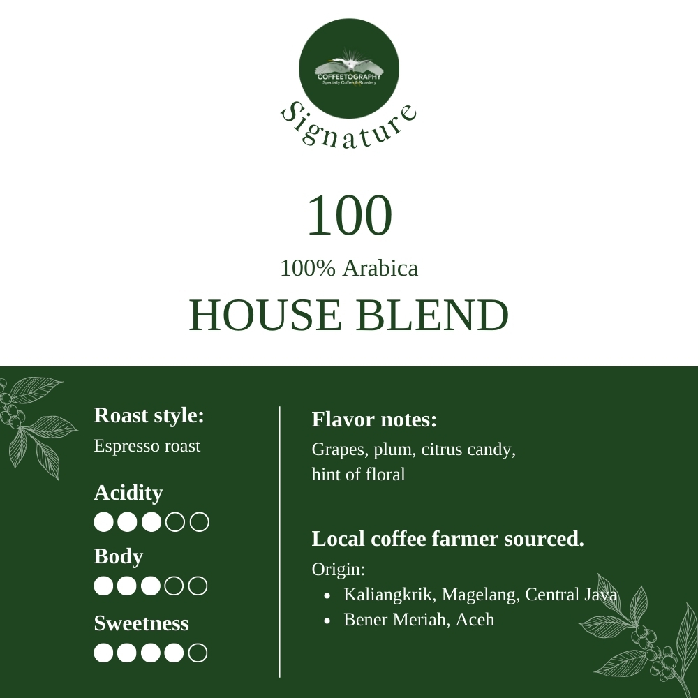 HOUSE BLEND 100% ARABICA Specialty Coffee Beans by Coffeetography - Espresso Roast