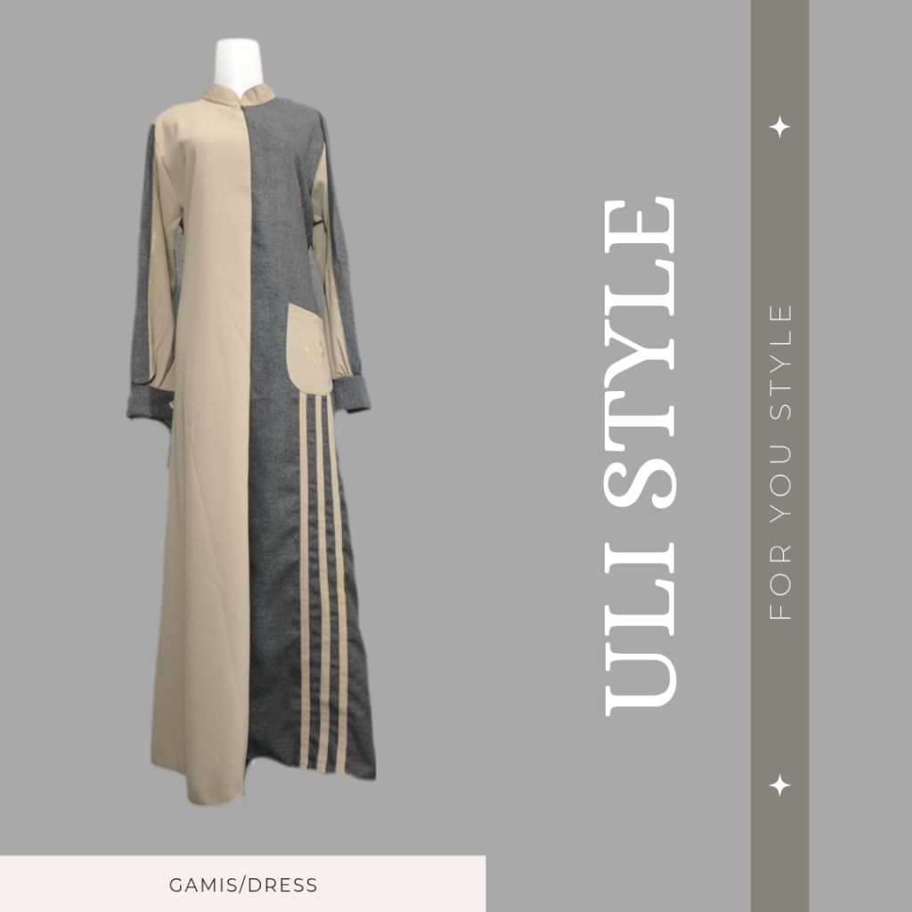 HAMIS SEMI ABAYA GAMIS CANTIK MEWAH GAMIS KREM ABU