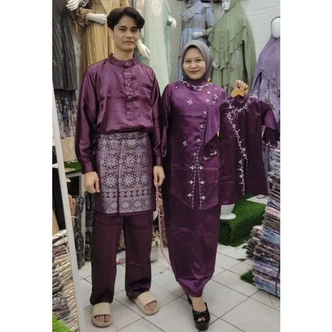 Family Set Melayu Couple Keluarga | Set Kurung Melayu Silk Premium