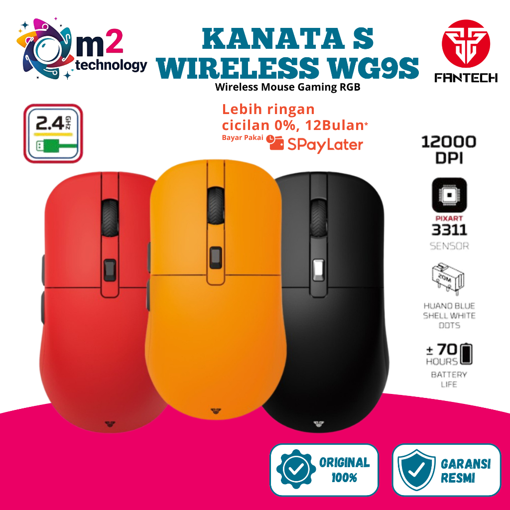Fantech KANATA WIRELESS Mouse Gaming Wireless RGB Macro WG9s