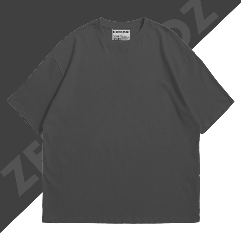 Kaos Pria Oversized Cotton Japan 200 Aloe - Dark Grey