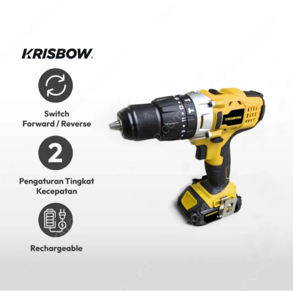 krisbow bor cordless impact 13 mm 18v