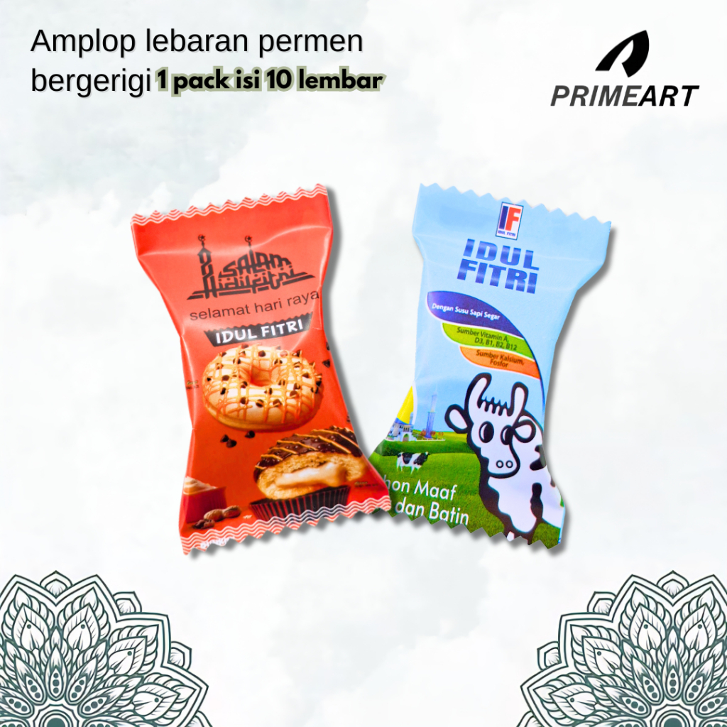 

1 Pack Isi 10 Lembar Amplop Lebaran Permen Bergerigi Unik Tahun 2026