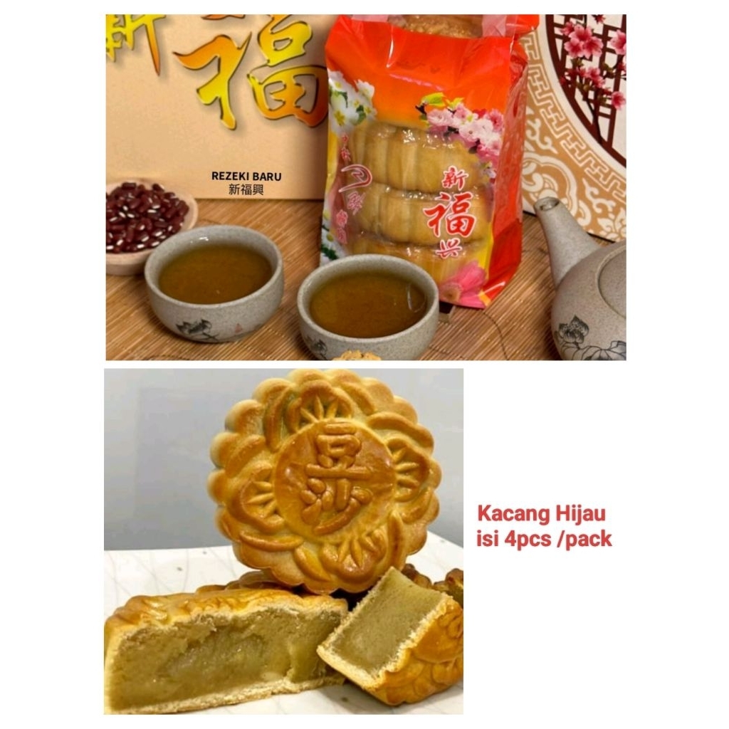 

MOONCAKE KACANG HIJAU ISI 4 / PACK MEREK REZEKI BARU PRODUKSI TERBARU TERLARIS