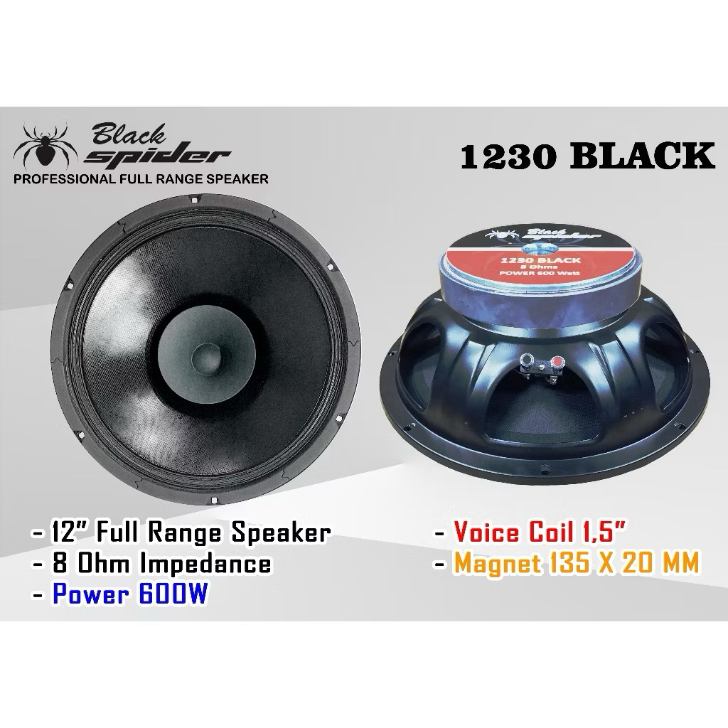 SPEAKER 12 INCH BLACKSPIDER 1230 BLACK/ BLACK SPIDER 1230 BLACK 600 W