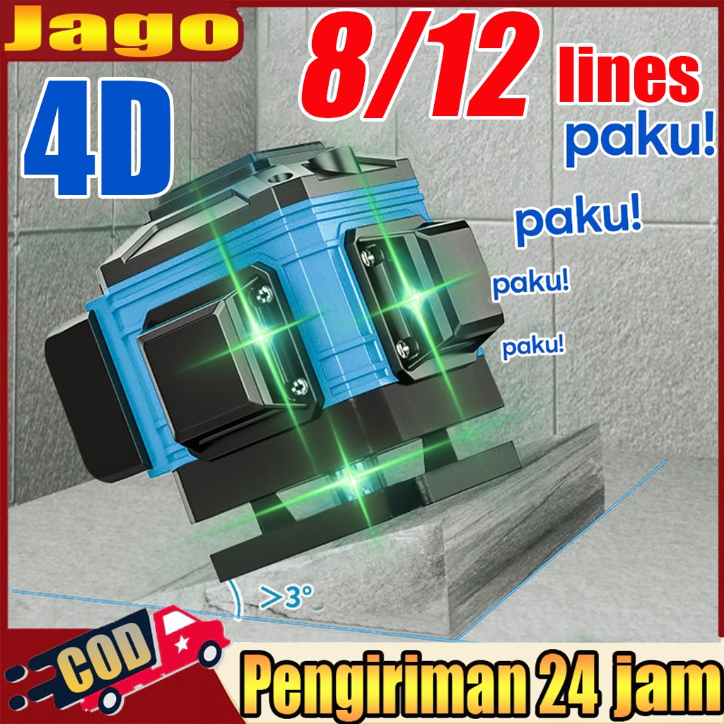 Laser Level 4D Waterpass laser multifungsi Laser tingkat semangat 8/12/ lines alat meteran digital l