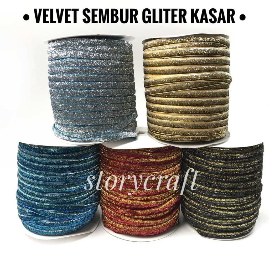 

1 YARD | 9MM | PITA VELVET GLITER KASAR SEMBUR / PITA BLUDUR GLITER KASAR