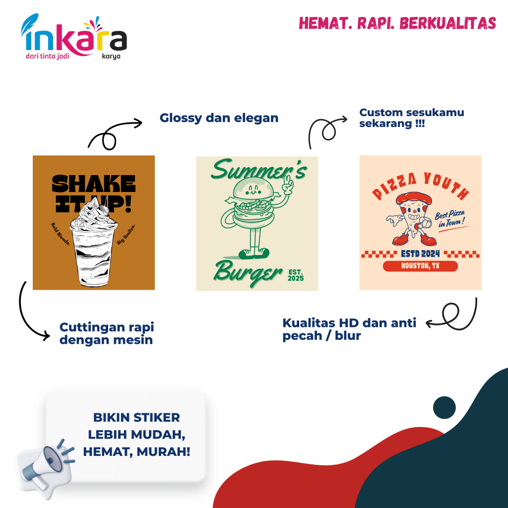 

INKARA PRINTING - Cetak Sticker Kotak Custom Chromo / Sticker Kemasan / Label Makanan & Minuman / [Kiss Cut] + Laminasi