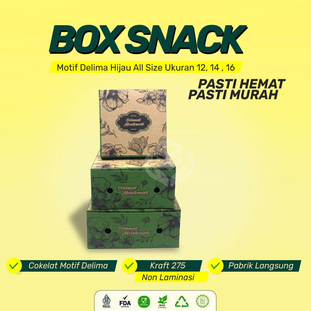 Snack Box 12x12 12x14 12x16 Dus Kue Roti Cemilan Nasi Makanan Dus Snack Motif
