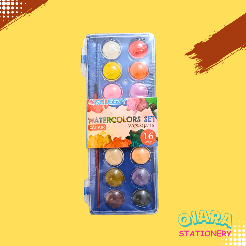 

Cat Air Squeezy Watercolors 16 Warna - Color Cake WCS-SQ5516