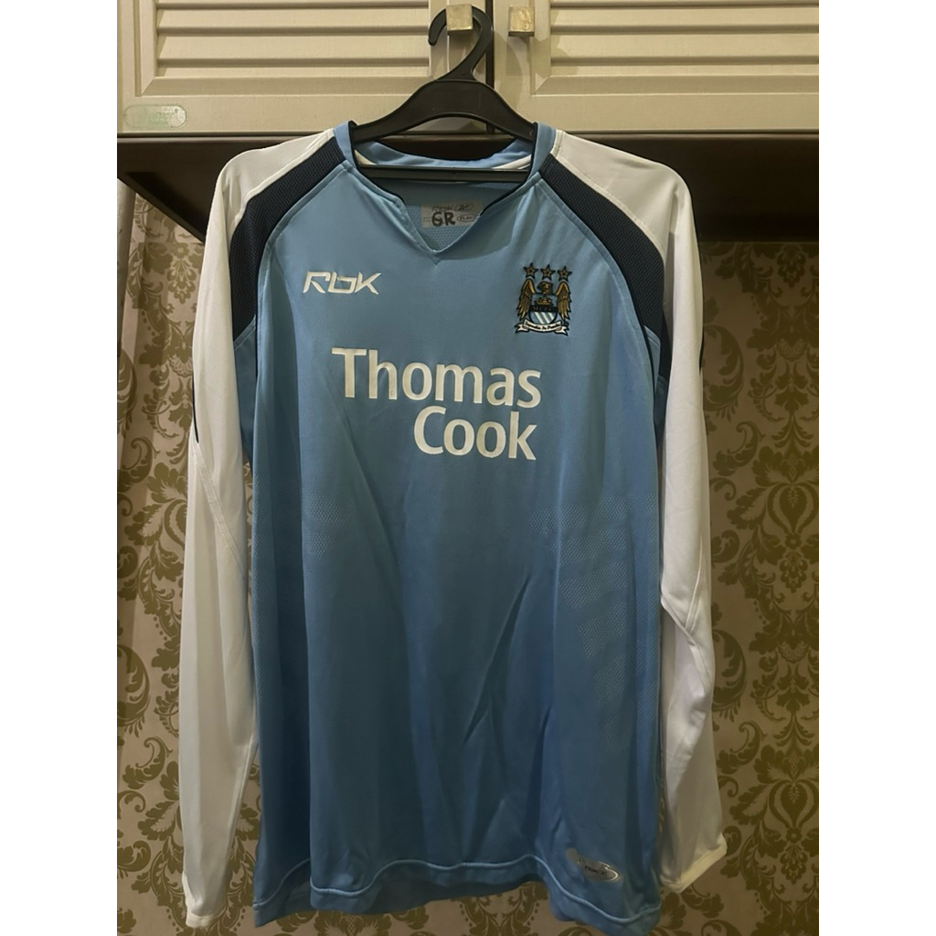 Jersey Manchester City Klasik 2008 Robinho #10 Reebok Original Home Kit Retro Long Sleeve