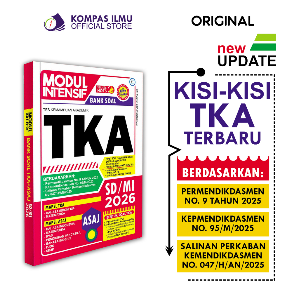 Buku Bank Soal Kelas 6 - Modul Intensif Bank Soal TKA (UN) + ASAJ (US) SD MI 2026
