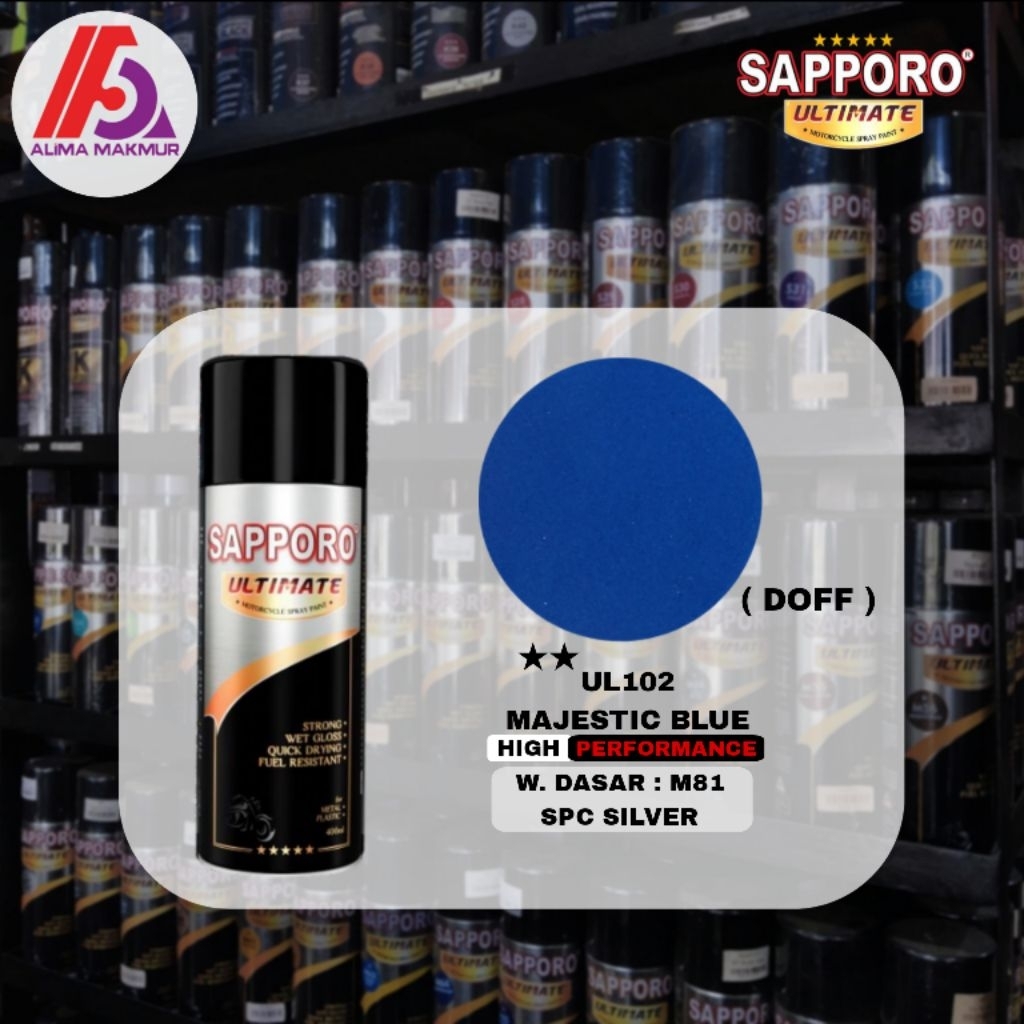 Sapporo Ultimate UL102 Majestic Blue 400ml / Pilok Pilox Sapporo / Cat Semprot Sapporo
