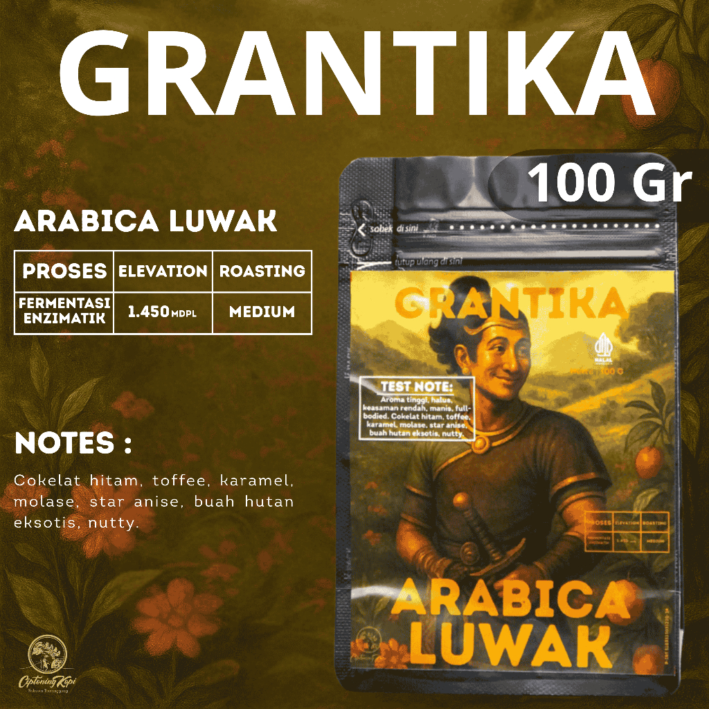 

Kopi Arabica Luwak (Grantika) by Ciptoning Kopi - 100 Gr