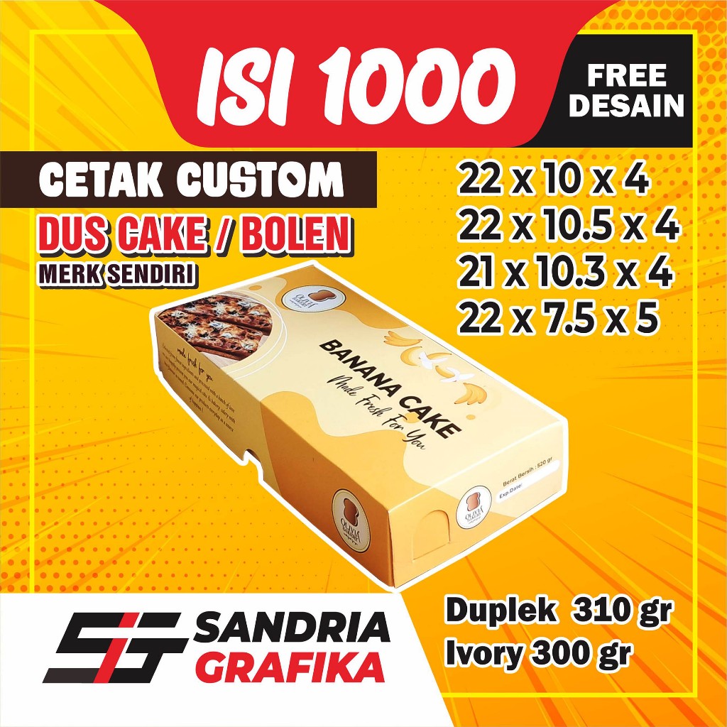 DUS BOLEN 22 x 10 x 4 / CAKE / 21 x 10.3 x 4 / 22 x 7.5 x 5