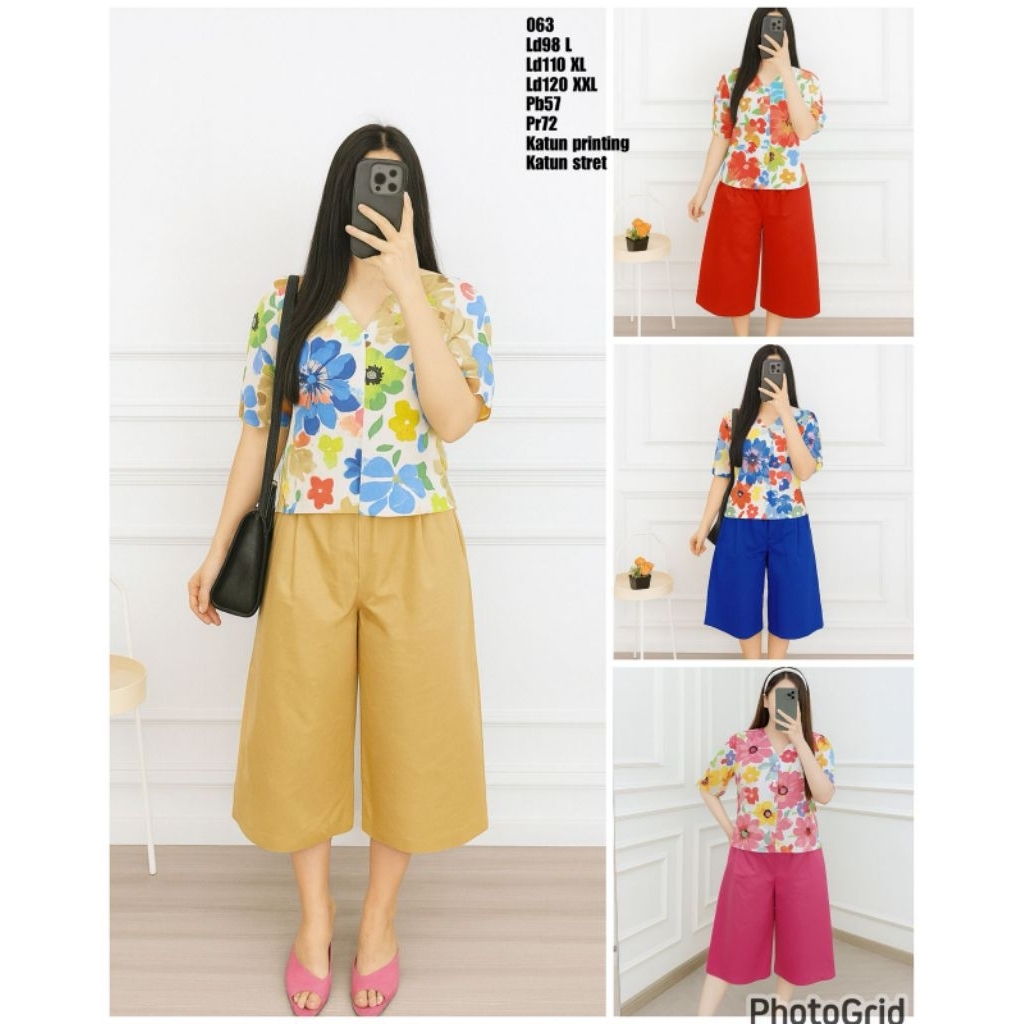 set celana kulot katun Stretch