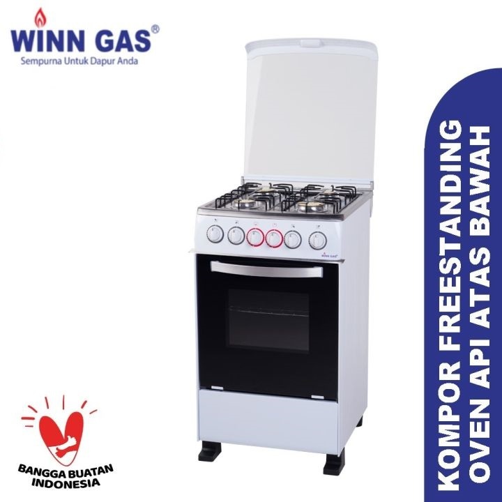 Winn Gas Kompor Gas Free Standing 4 tungku W 5060 A + Oven Api Atas Bawah