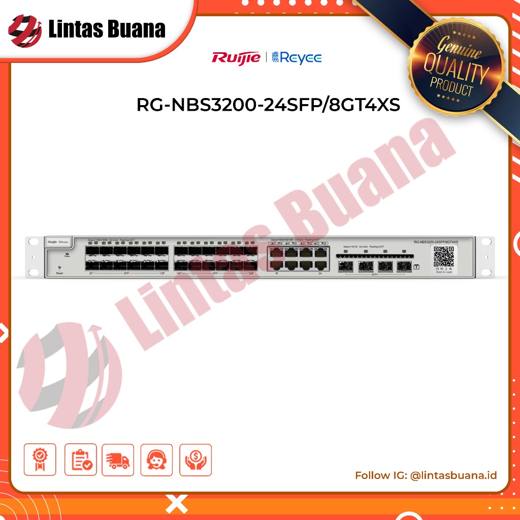 Switch RG-NBS3200-24SFP/8GT4XS 24-Port Gigabit SFP with 8 combo RJ45 ports Layer 2 Managed Switch