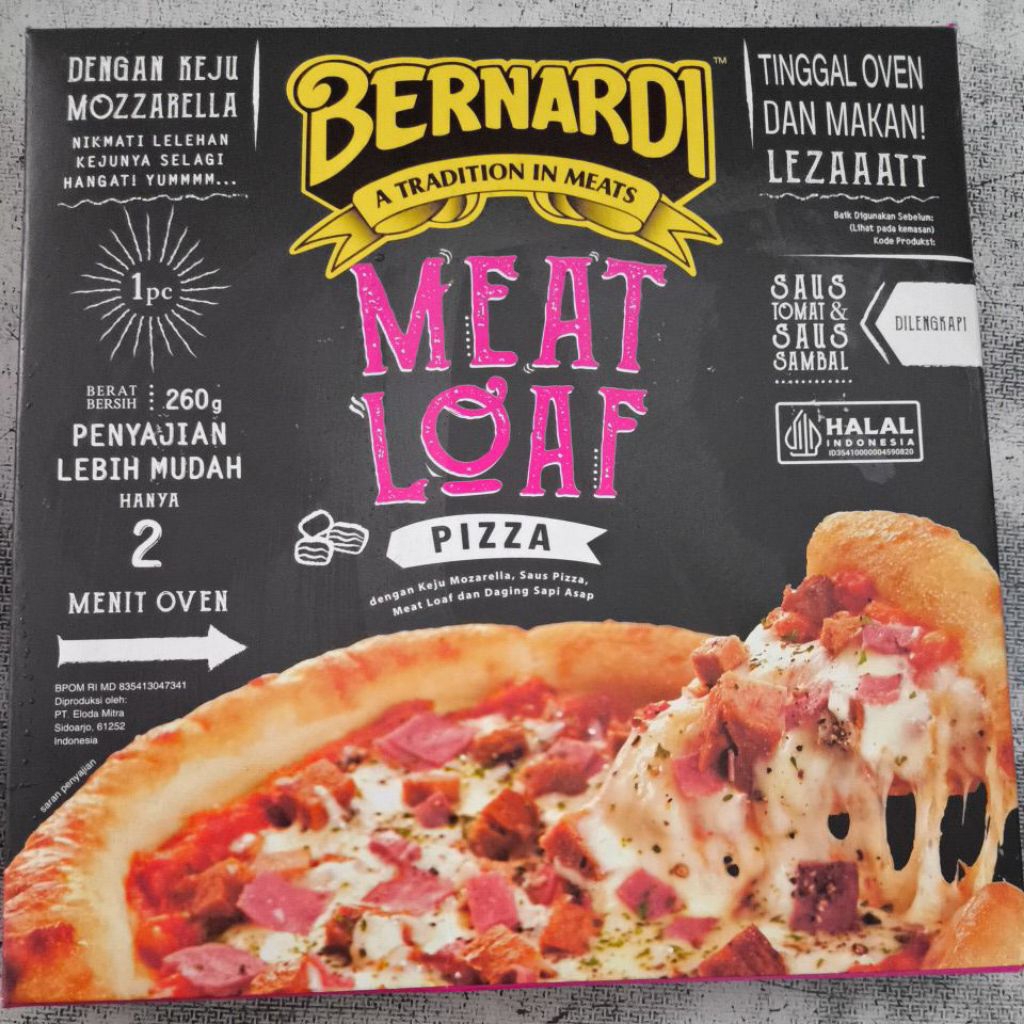 

Roti pizza siap saji/Pizza meat loaf benardi extra mozarella