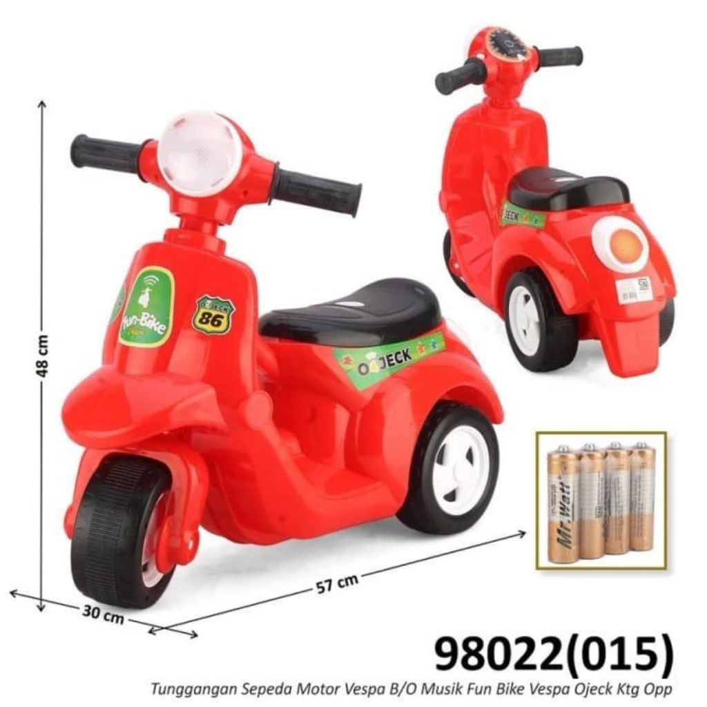 98022 Fun Bike Vespa Bunyi Motoran Mini Mainan Motor Anak