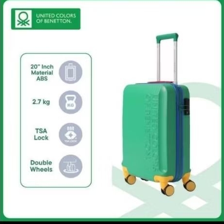 Koper Kabin  Anti Pecah United Colors of Benetton 20 inch GREEN ORIGINAL cabin in hijau colorfull