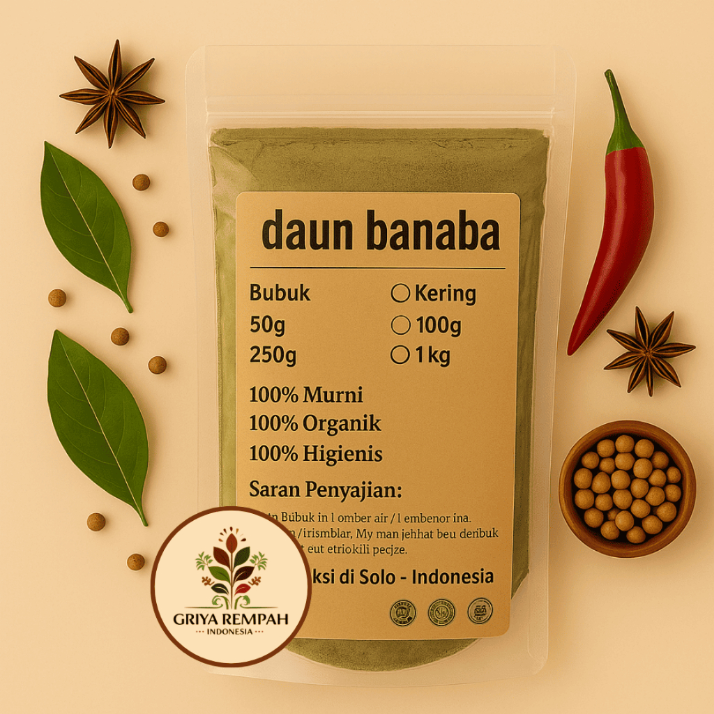 

DAUN BUNGUR BUBUK 50 GRAM Premium – Banaba Ramuan Rempah Herbal Kering Jamu Tradisional Solusi Alami untuk Kesehatan Tubuh Simplisia Lagerstroemia speciosa