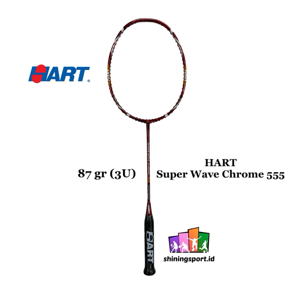 Raket Badminton Hart Super Wave Chrome 555 (+ FREE COVER, KAOS & TOWEL GRIP 2 PCS)