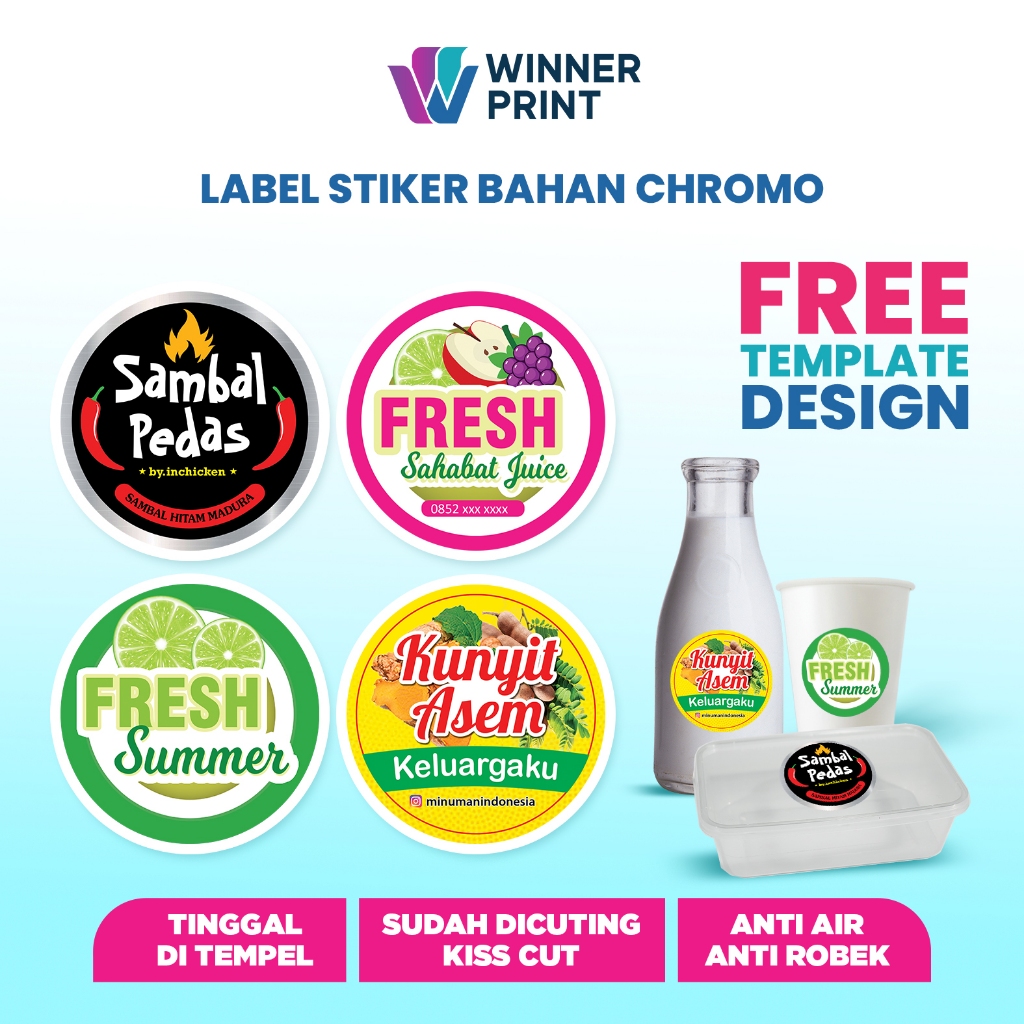 

STIKER CHROMO LABEL KEMASAN MAKANAN RINGAN KUE BAKERY OLSHOP CUSTOM | WINNER PRINT