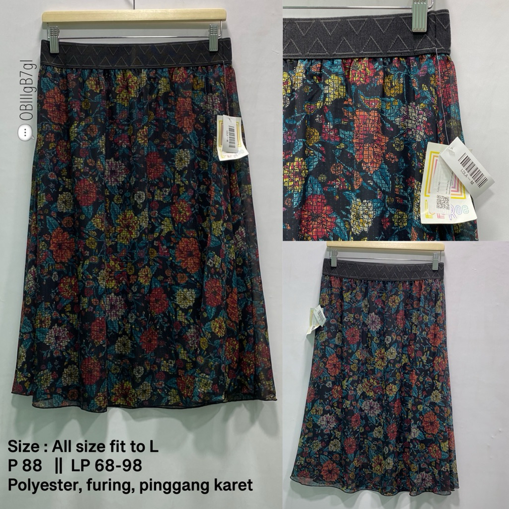 Rok maxi skirt gypsy etnik 7/8 3/4 pinggang karet size S M L