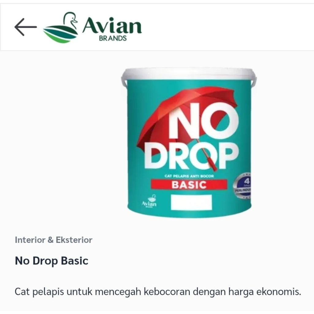 CAT TEMBOK NO DROP NODROP BASIC 20KG ANTI BOCOR WATERPROOF WARNA REQUEST