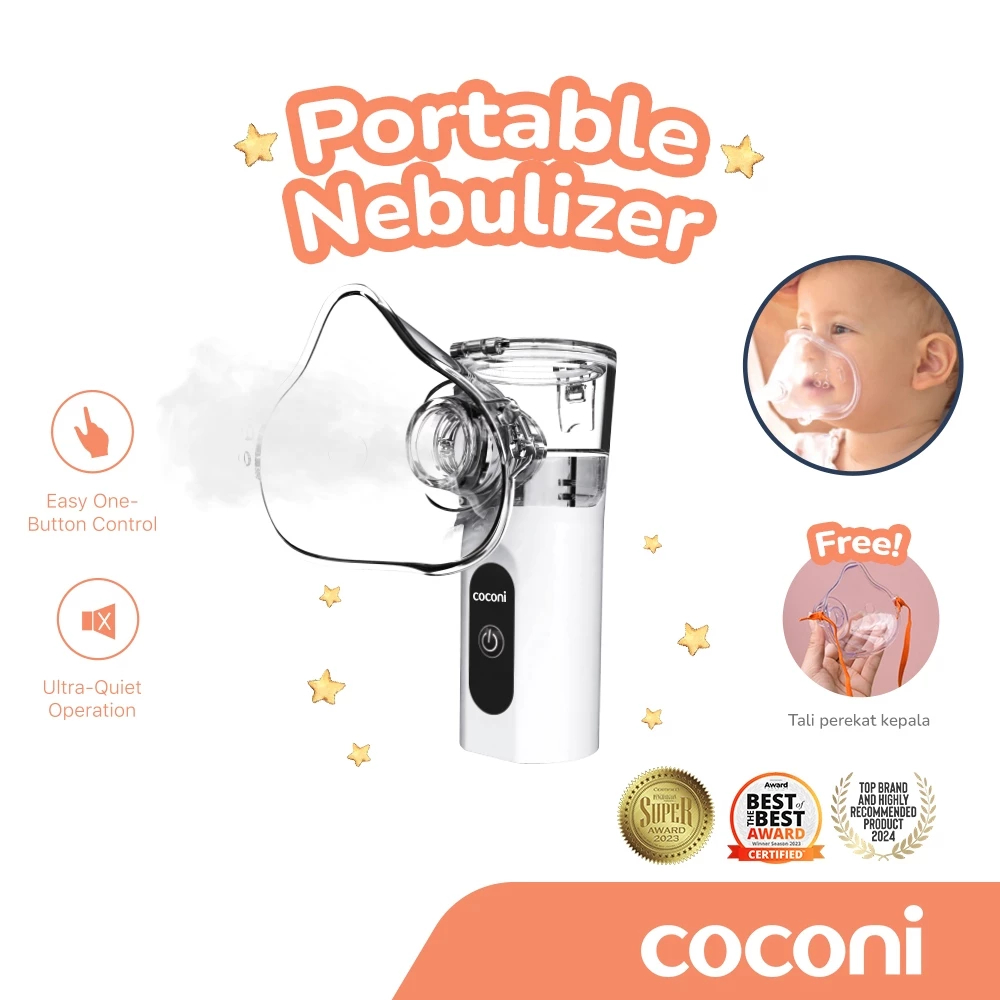 Coconi Portable Nebulizer – Alat Uap Bayi & Dewasa | Bisa USB & Baterai | Super Hening