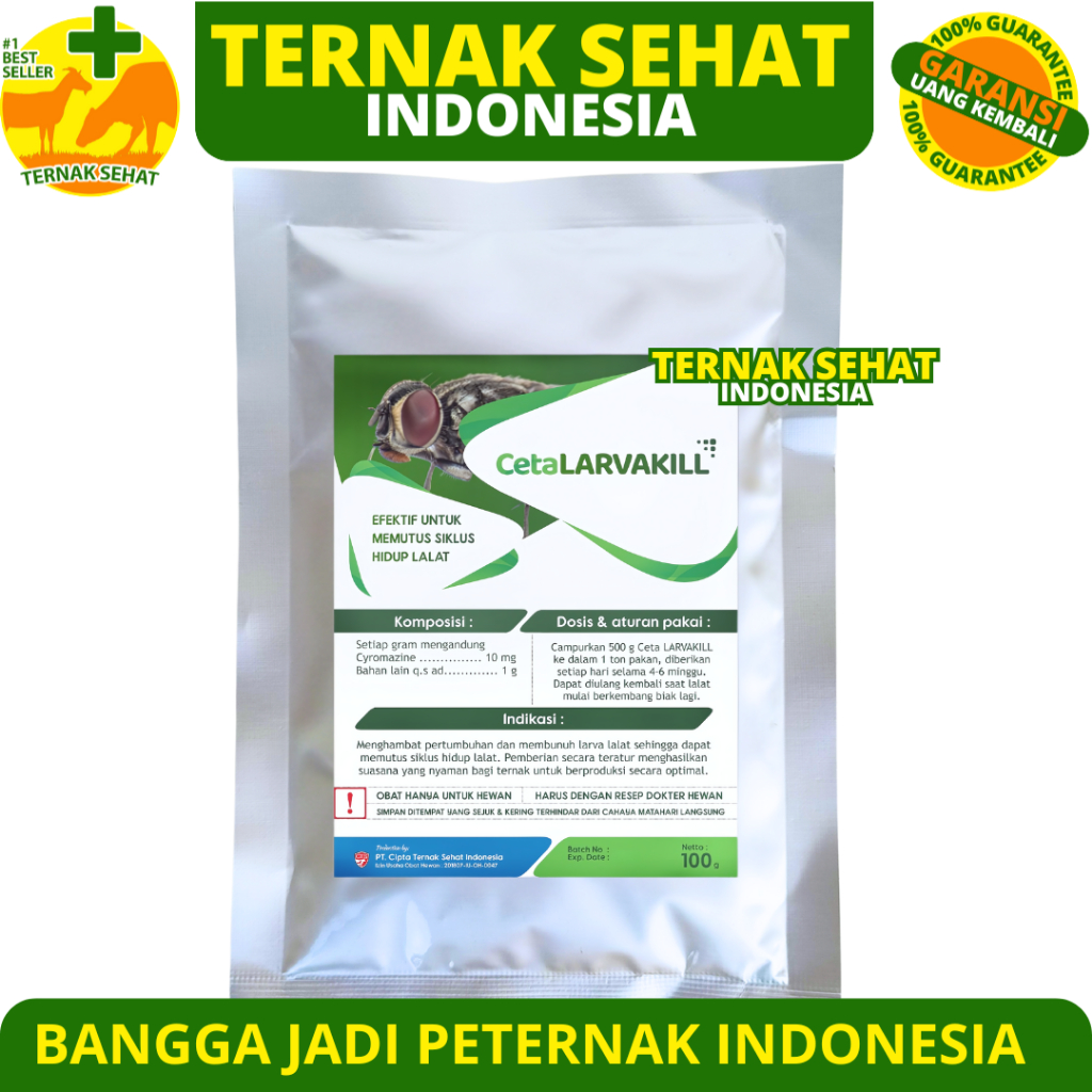 CETA LARVAKILL 100 GRAM - Cyromazine Obat Pembasmi Lalat & larva Lalat Kandang Ayam Sapi Kambing Bab