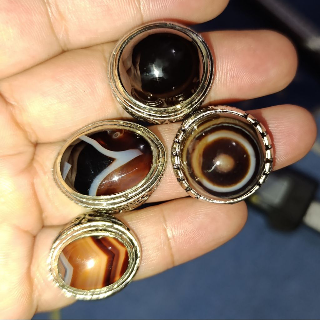 CA 173 Cincin Akik Batu Yaman Wulung Motif junder junjung derajat, sumur bandung/mata dewa joss asli