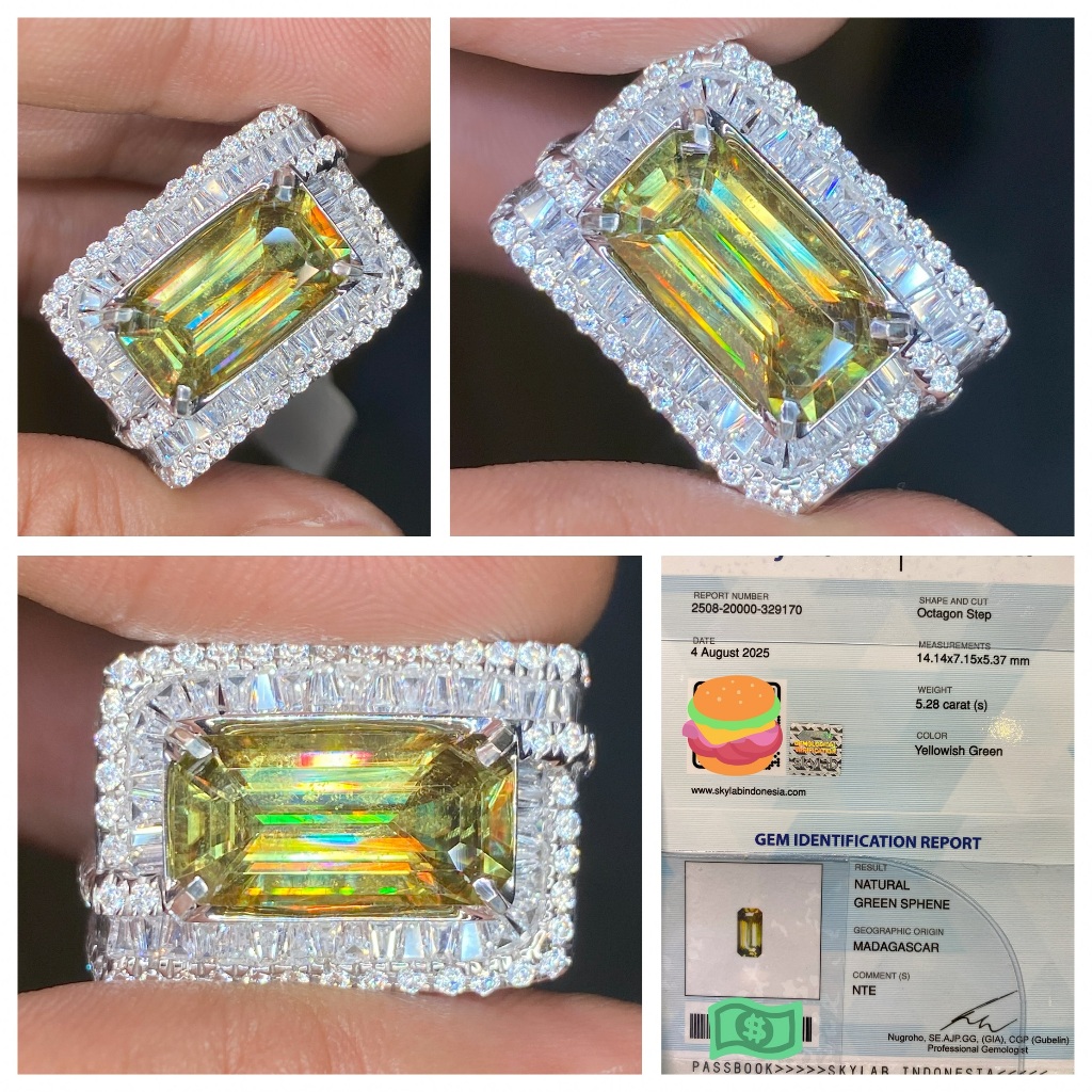 Natural 5.28ct rainbow sphene brutal luster top quality
