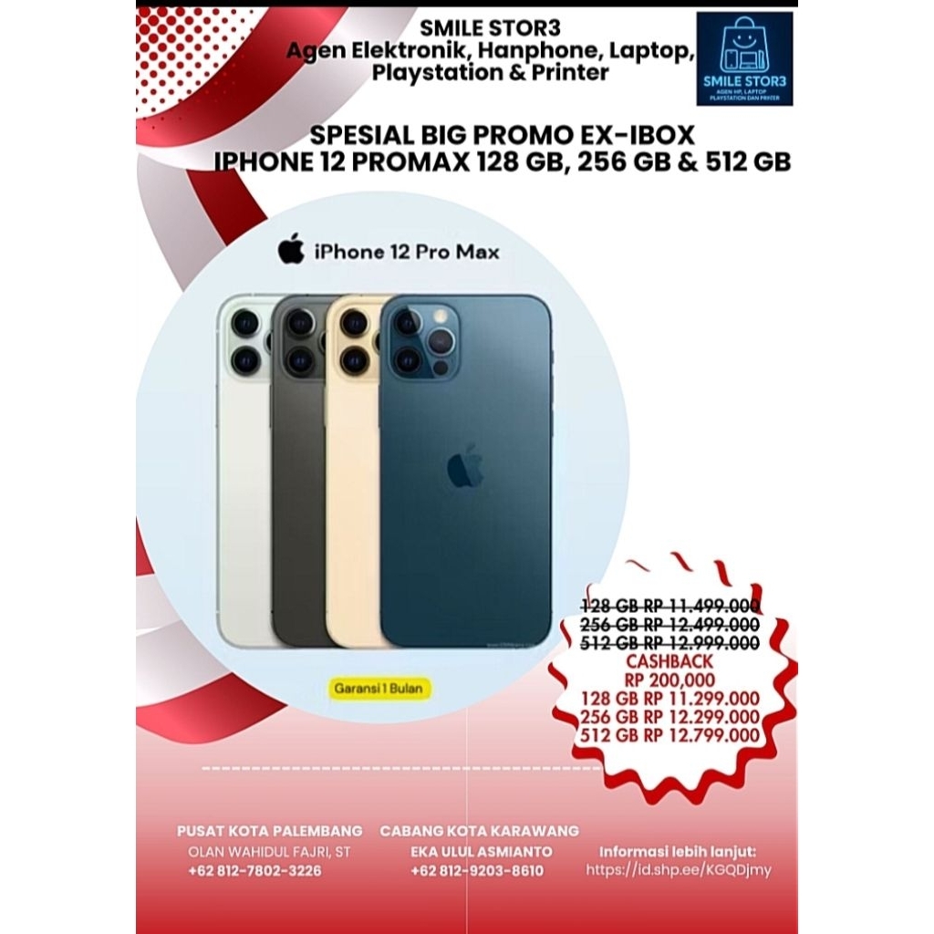 Second Original 100% Like New IBOX Iphone 12 Pro & Promax 128 GB, 256 GB