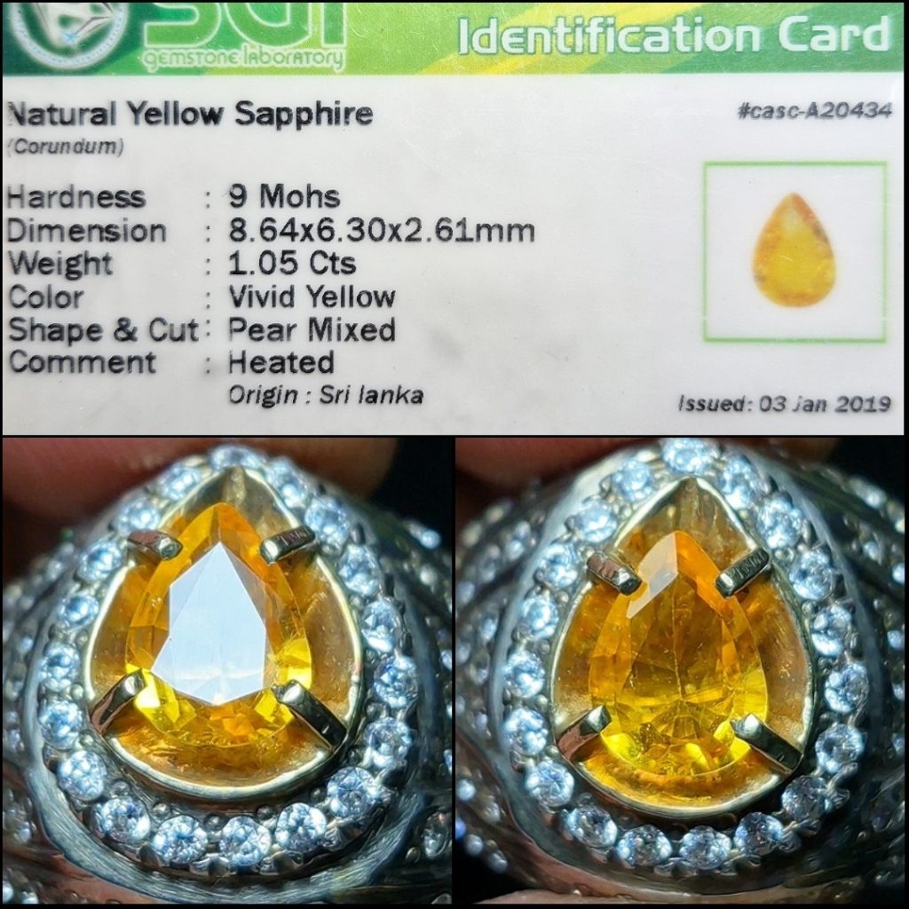 Natural Vivid Yellow Sapphire Ceylon Srilanka Yakut Cempaka Mirah Memo Lab