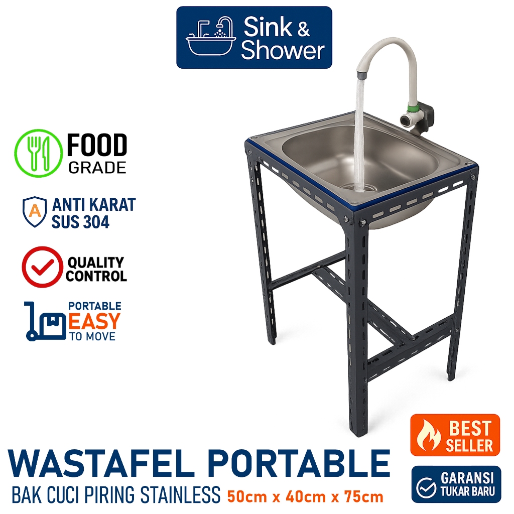 Wastafel Portable Stainless 50cm Dapur Anda