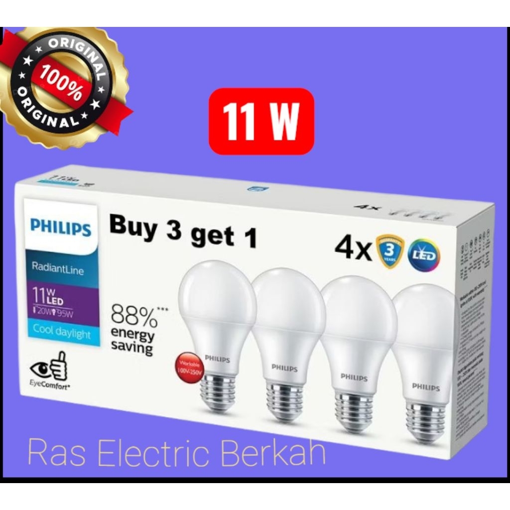 LAMPU PHILIPS  5Watt, 7Watt, 9Watt, 11Watt MULTIPACK LED LEDBULB Putih Lampumurah Promolampu diskonl